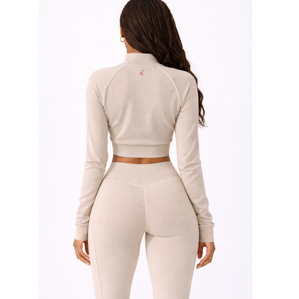 Halo Vixen Luxe Sandstone Track Set – Women’s Premium Jacket & High-Waist Legging Set (Wholesale)