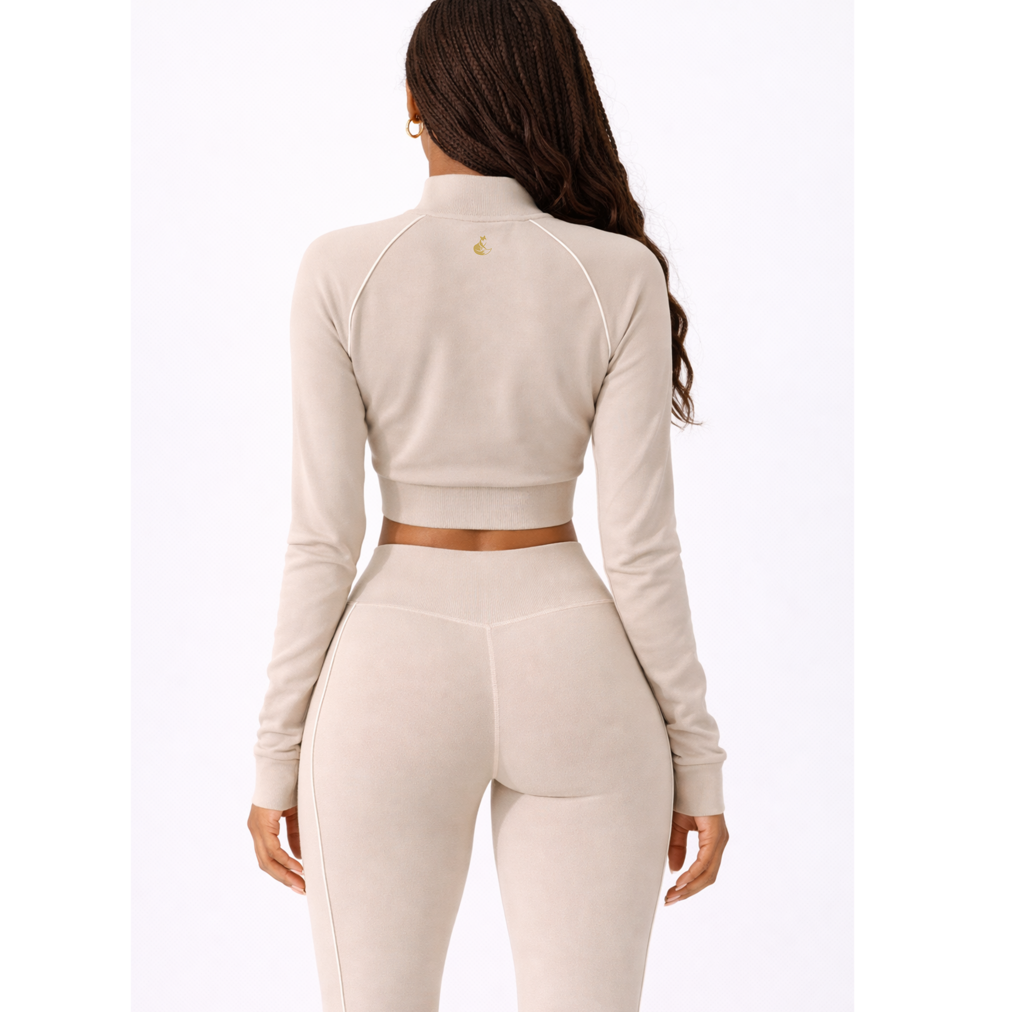 Halo Vixen Luxe Sandstone Track Set – Women’s Premium Jacket & High-Waist Legging Set (Wholesale)
